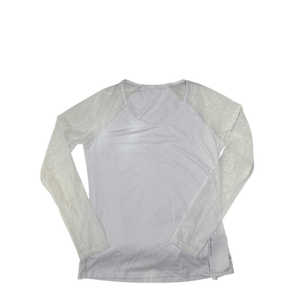 Fabletics Helena White Breathable Power Mesh Long-Sleeve Moisture Wicking- L